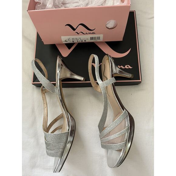 Nina Nelda Sandal Women’s 9.5 M Silver Glitter Incls Box. Beautiful shoes! - Picture 2 of 13